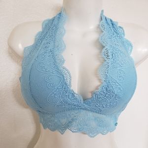 Baby Blue Lace Halter Bralette NEW